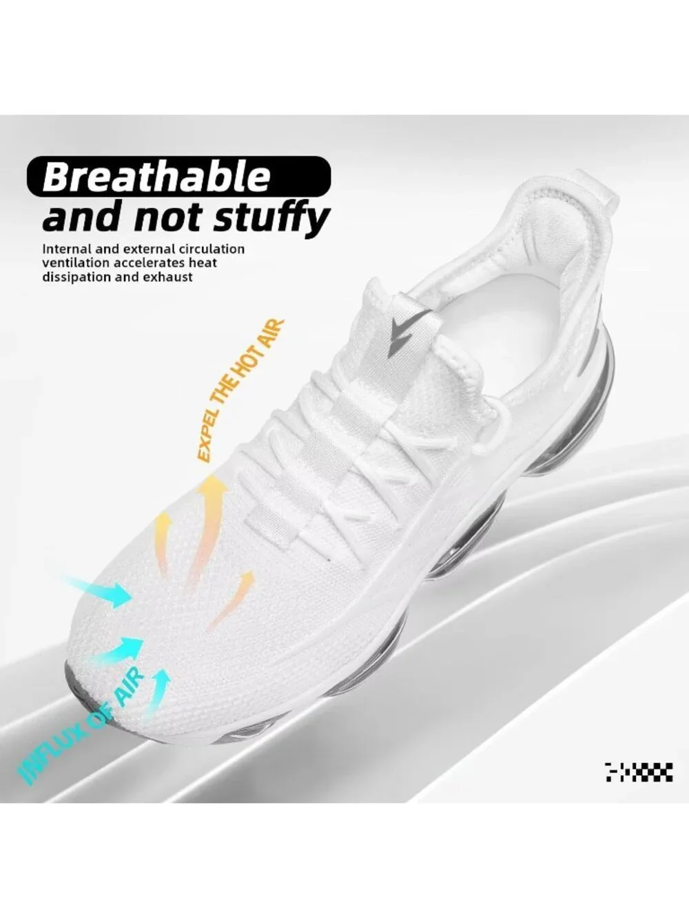 Men's White Running Shoes Fashion Air Cushion Slip on Walking Tennis Sneakers